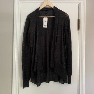 Eileen Fisher Women's Angled Hem Cardigan Metallic Black Size Medium